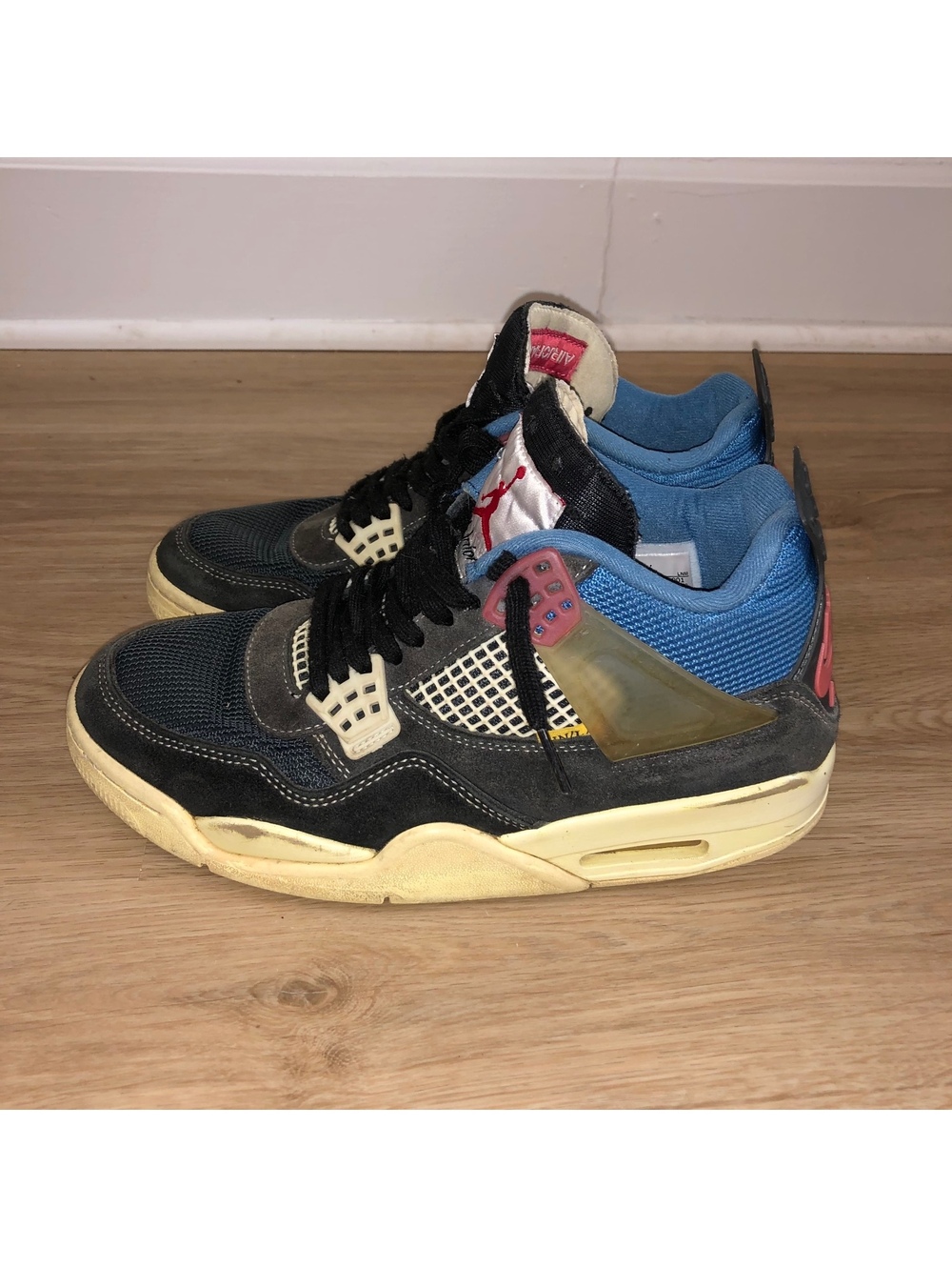 NIKE AIR JORDAN 4 RETRO X UNION LA OFF NOIR BLACK BLUE SHOES MENS SIZE 7